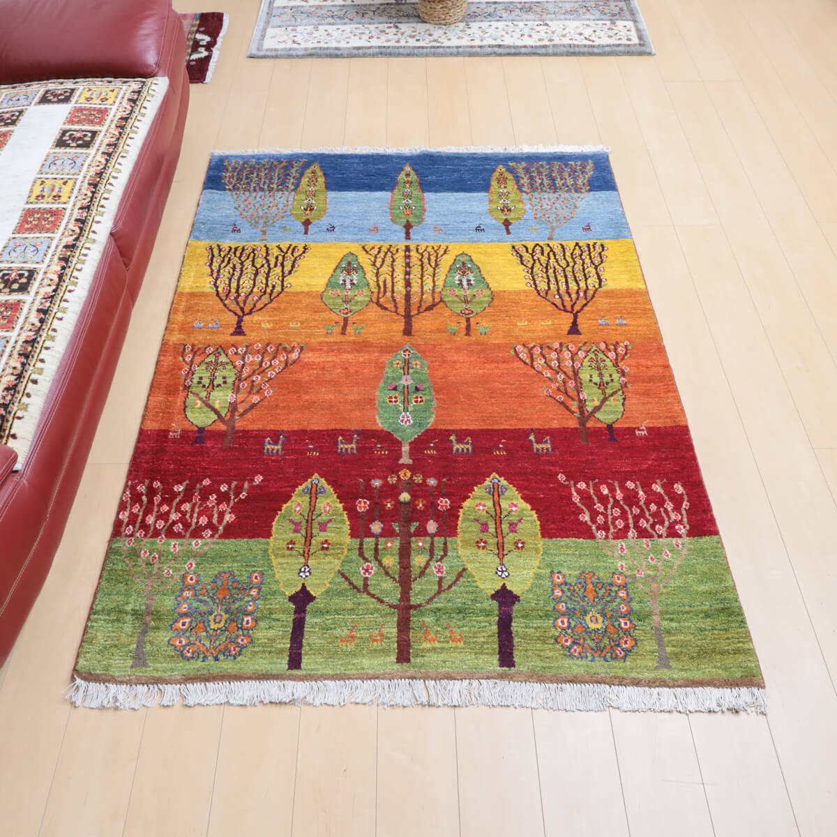 ギャッベ/ルリバフ 193×139cm イラン産 手織り リビング ウール ギャッベ/ルリバフ 193×139cm イラン産 手織り リビング ウール