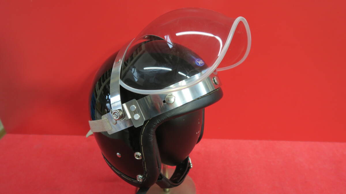 本革巻き手縫いジェットヘルメット黒L 当時70sHAヒロタケ 本革巻き手縫いジェットヘルメット黒L 当時70sHAヒロタケ