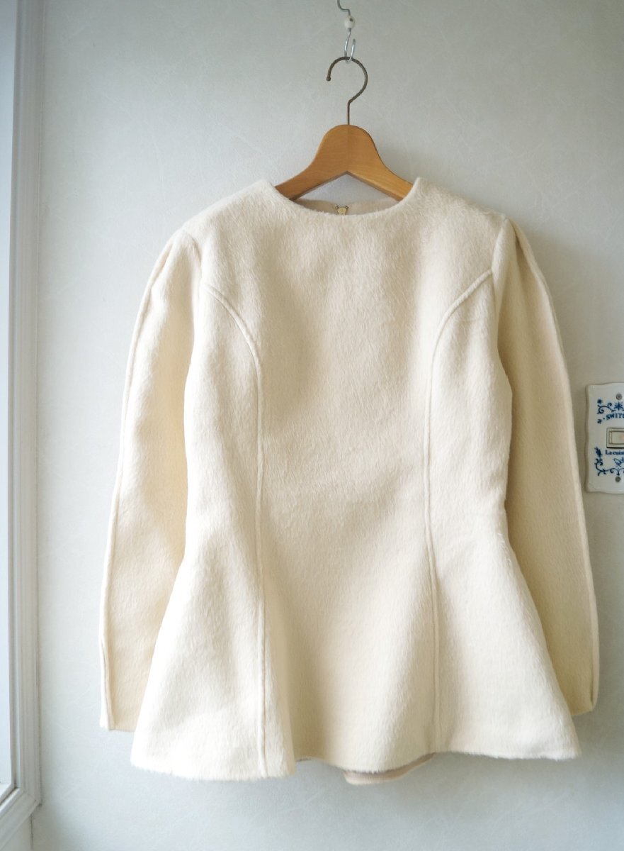★birthday bash / バースデーバッシュ *秋冬 ノーカラーシャギートップス オフホワイトS*　古着のgplus広島　2412t2