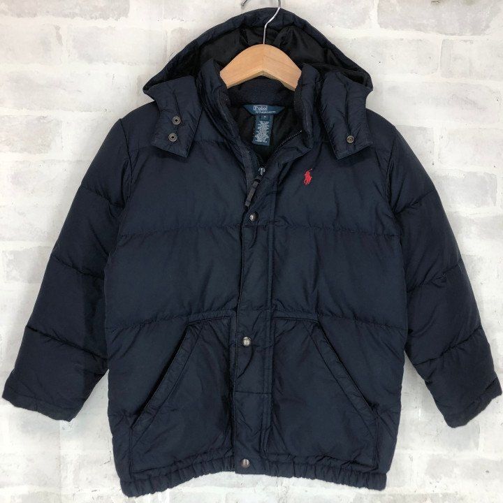 80s 90s RALPH LAUREN ラルフローレン 三角タグ キッズ ダウンジャケット SIZE: 7 (130) ネイビーヴィンテージ KU632024112913