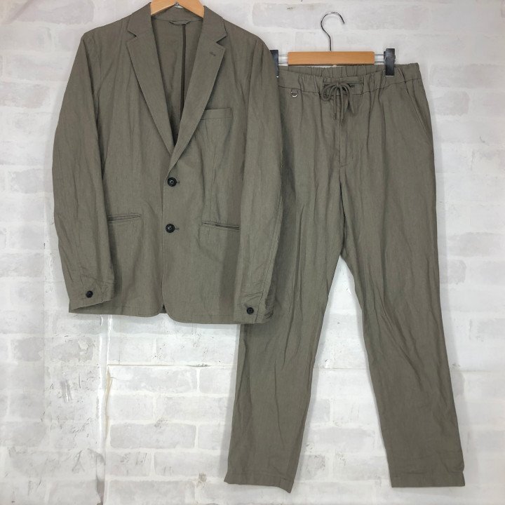 nano universe ナノユニバース リネン/コットン セットアップ ジャケット パンツ SIZE: M カーキ MH632024120406