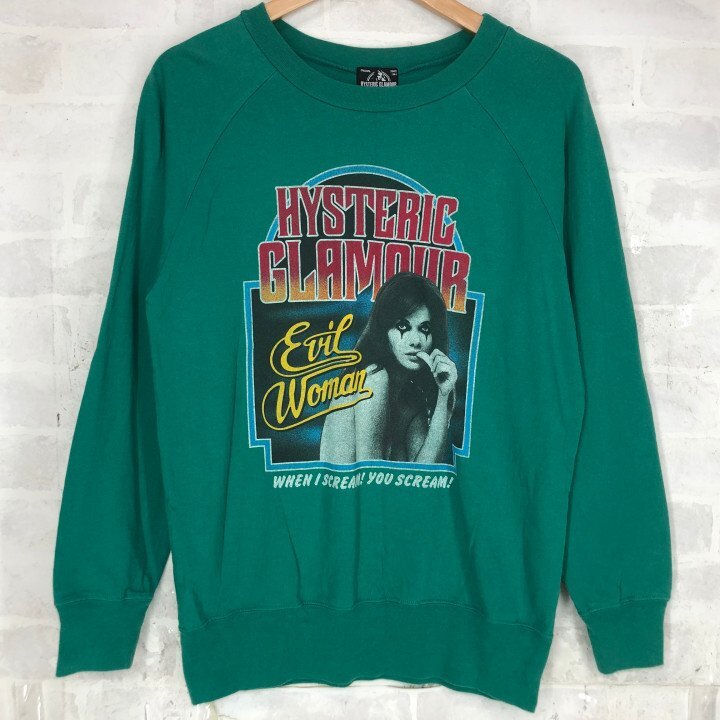HYSTERC GLAMOUR ヒステリックグラマー EVIL WOMAN pt T-SH エビルウーマン 長(zhǎng)袖 Tシャツ ロンT SIZE: FREE グリーン LH632024121607