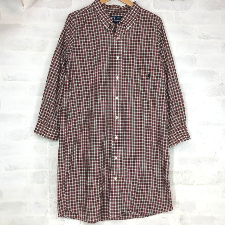 90's 90年代 RALPH LAUREN ラルフ ローレン チェック柄 長袖 シャツワンピース SIZE: M レディース LH632024122405+