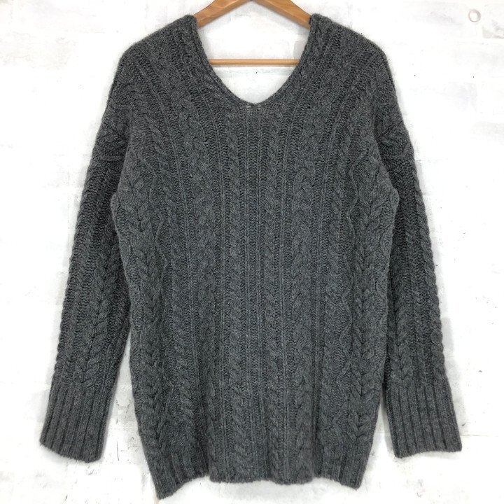 IENA イエナ アラン Vネック プルオーバー ニット セーター SIZE: FREE グレー LH632024122603