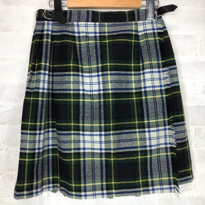 O'NEIL of DUBLIN オニールオブダブリン チェック柄 ウール ラップスカート ミニスカート SIZE: 36 グリーン LH632024122908