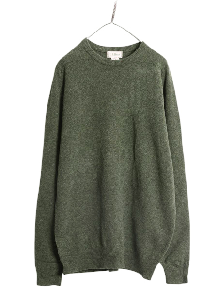 80s スコットランド製 エルエルビーン ラム ウール ニット セーター メンズ L / ヴィンテージ アウトドア LLBEAN クルーネック 無地 旧タグ
