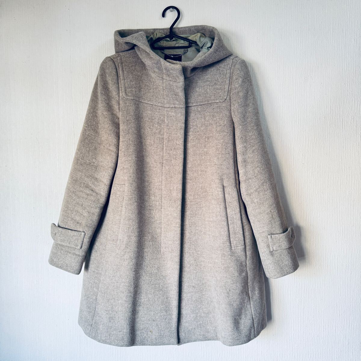 MAXMARA ヴァージンウールコート　フード　ベージュ　36