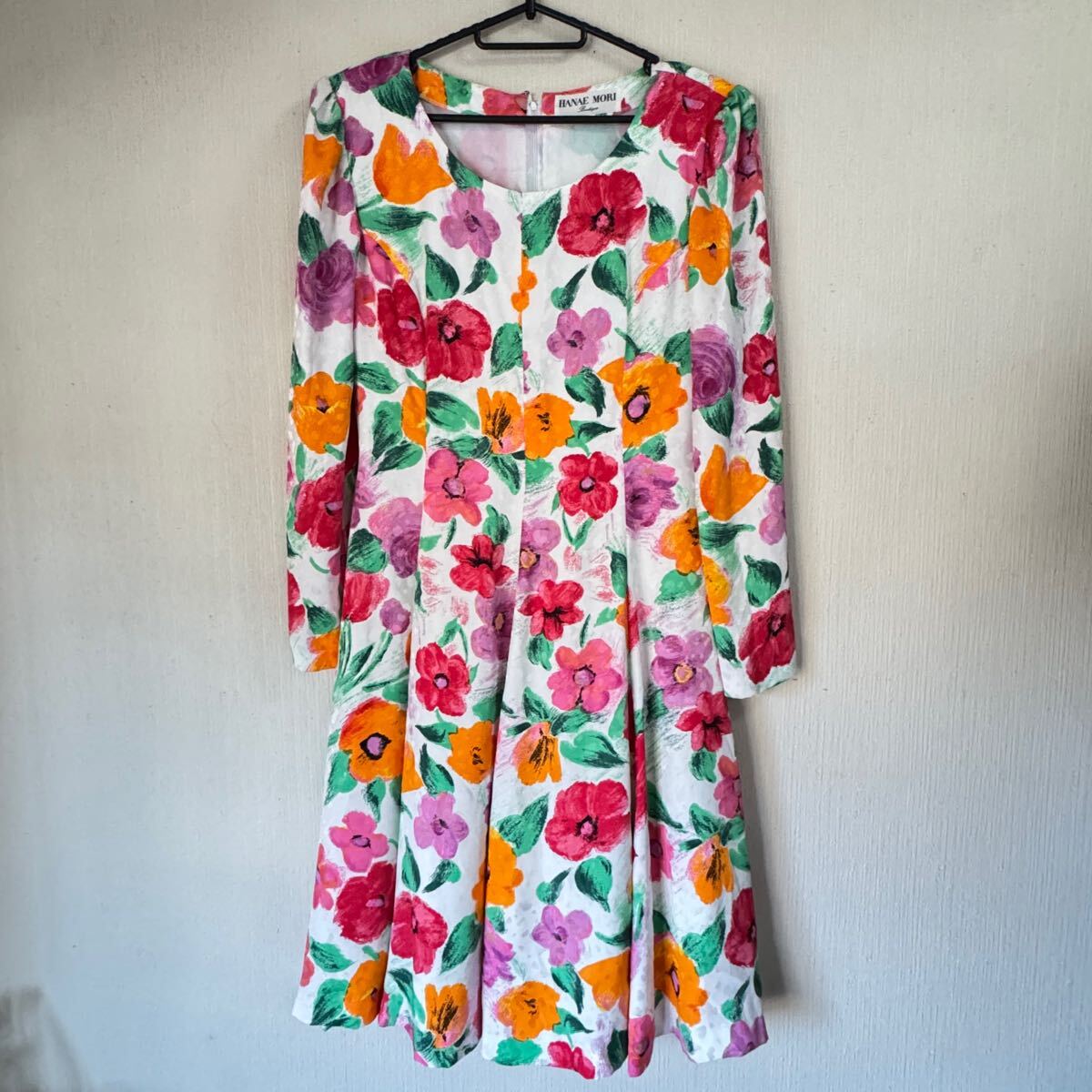 HANAE MORI ハナエモリ 総柄 花柄 ワンピース 9A3 M