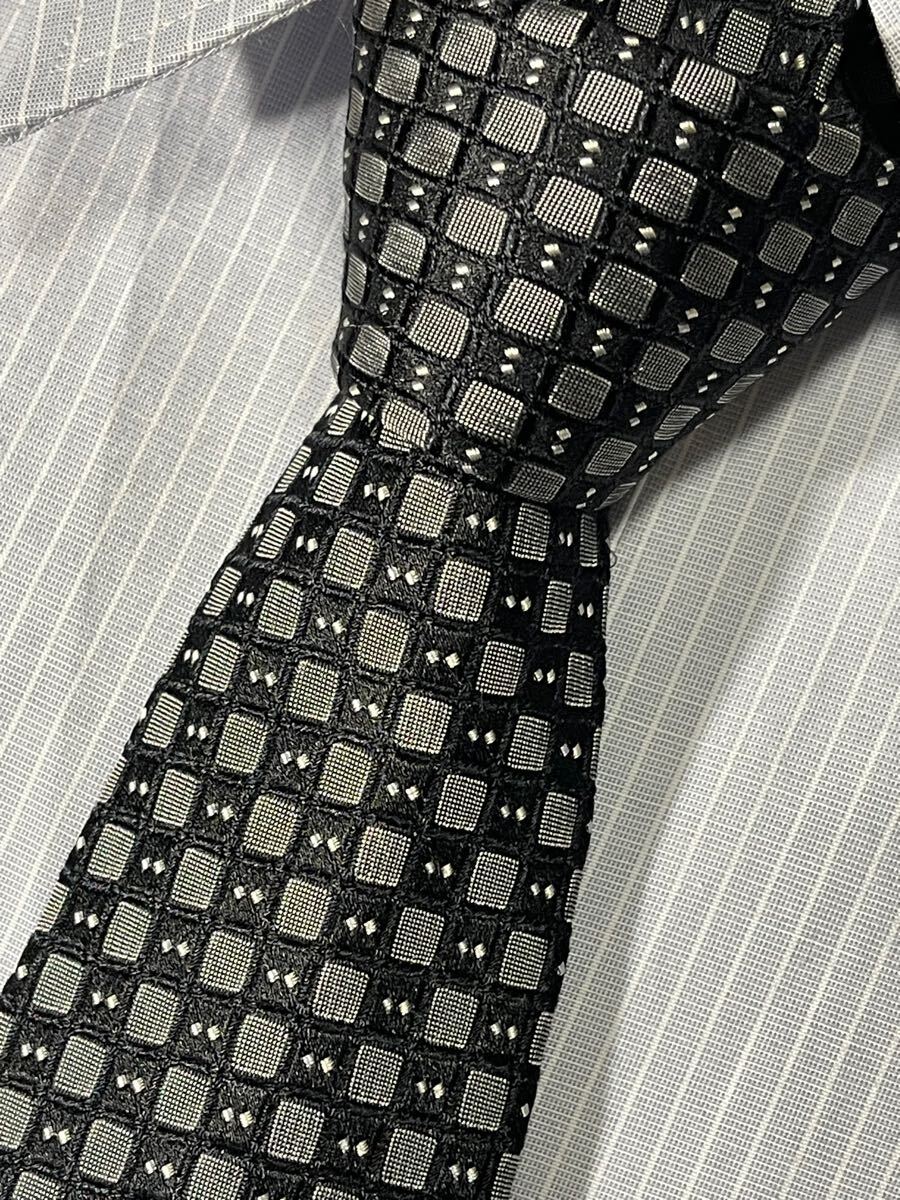 ほぼ未使用 ″Z Zegna″ ジーゼニア スクエア ブランドネクタイ 412110_画像1