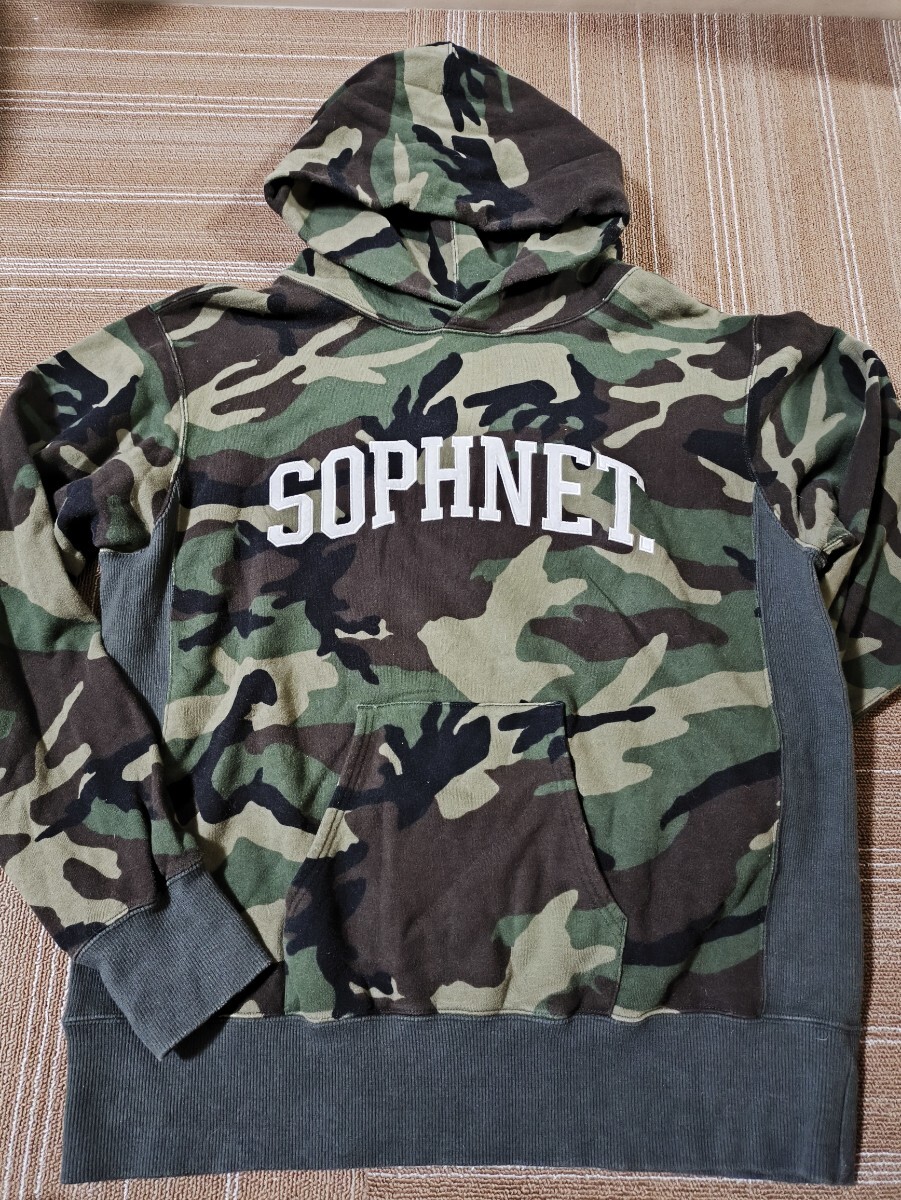 サイズ：M　定価：22000円　日本製　ソフネット SOPHNET. パーカー 迷彩 スウェット カモフラ プルオーバー