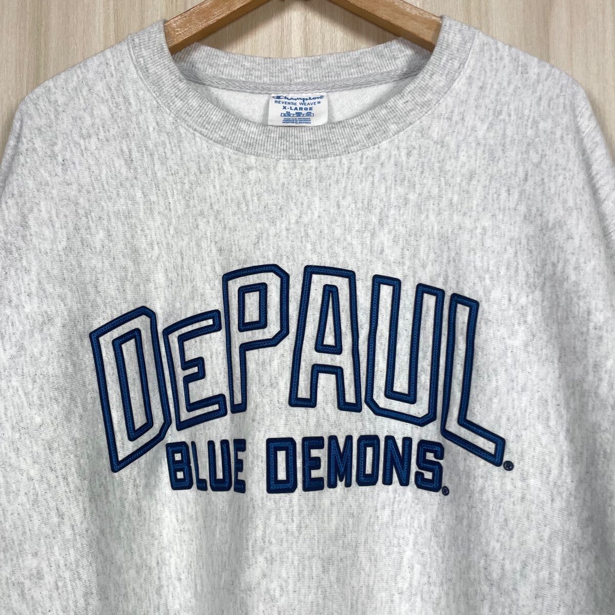 * трудно найти * Champion Rebirth we bte paul (pole) университет голубой Demon z вышивка большой Logo обратная сторона ворсистый тренировочный футболка ... б/у одежда 