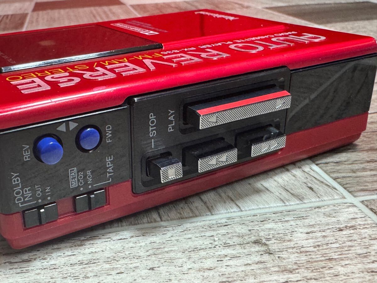 ★National ラジオ付きポータブルカセットプレーヤー RX-S35 動作品 National ナショナル RX-S35 ラジオ FM-AM/STEREO 赤 カセット