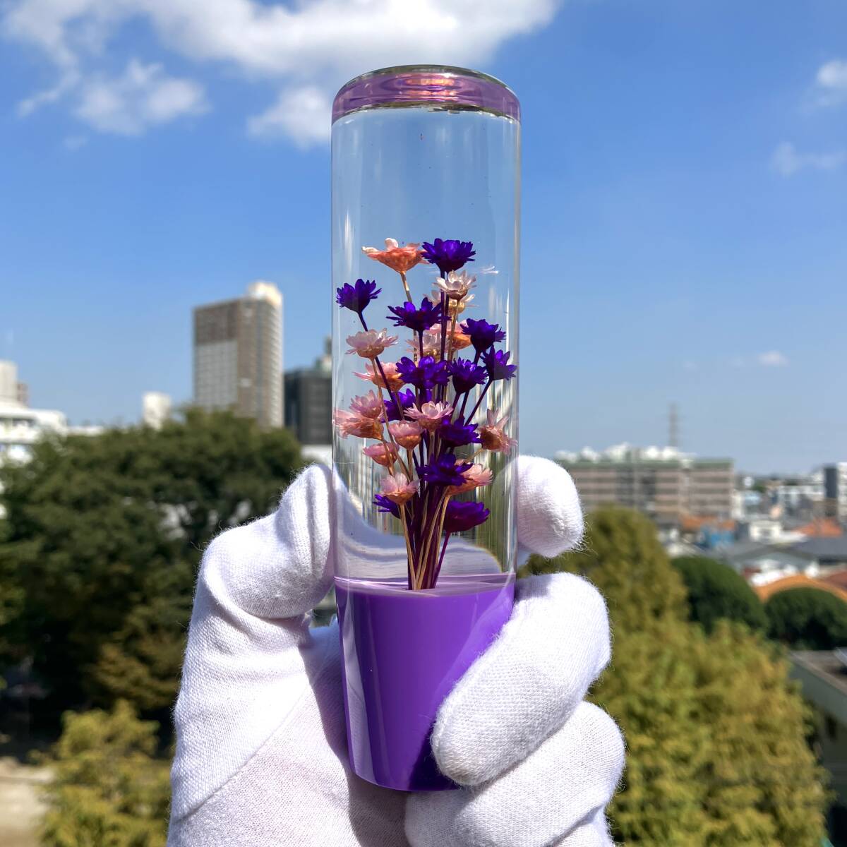 水中花 15cm レトロ 舊車 軽トラ 昭和 トラック シフトノブ 水中花 當(dāng)時物 デコトラ ハコスカ 街道レーサー トラック 紫 ピンク パープル