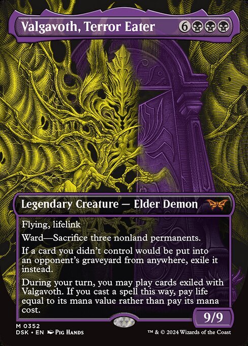 MTG ■黒/英語版■(352)《恐怖を喰うもの、ヴァルガヴォス/Valgavoth, Terror Eater》★ボーダーレスFOIL★ ダスクモーン DSK 黒R
