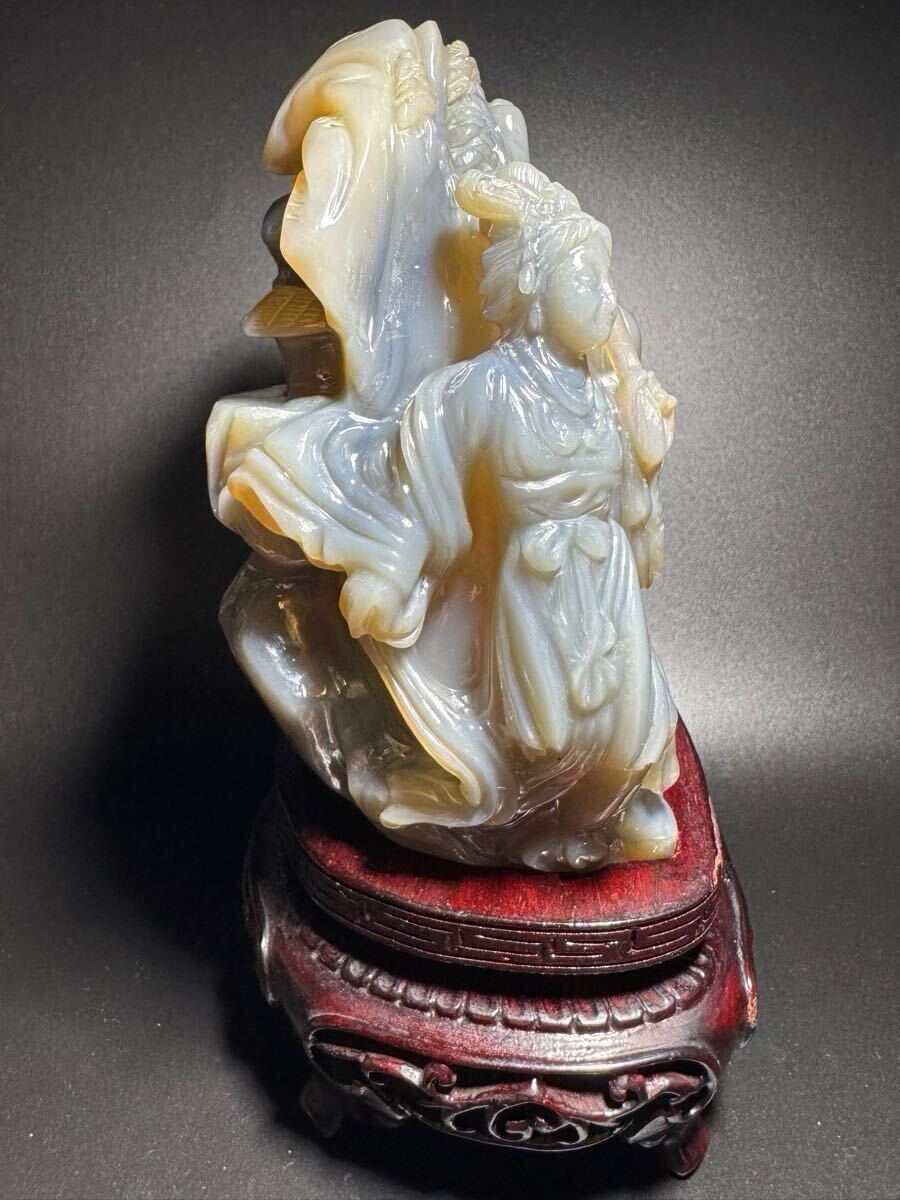 古洛] 瑪瑙 彫刻 中国 唐物 古玩 縞瑪瑙 玉 砡 水入瑪瑙 唐木台