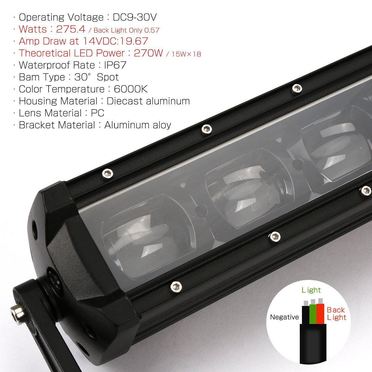 11193円 LED ライトバー 270W 41インチ ブルー バックライト内蔵 11193円 LED ライトバー 270W 41インチ ブルー バックライト内蔵