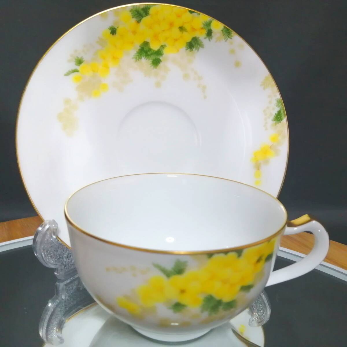 美品◆自宅保管 大倉陶園 ミモザ カップ＆ソーサー OKURA