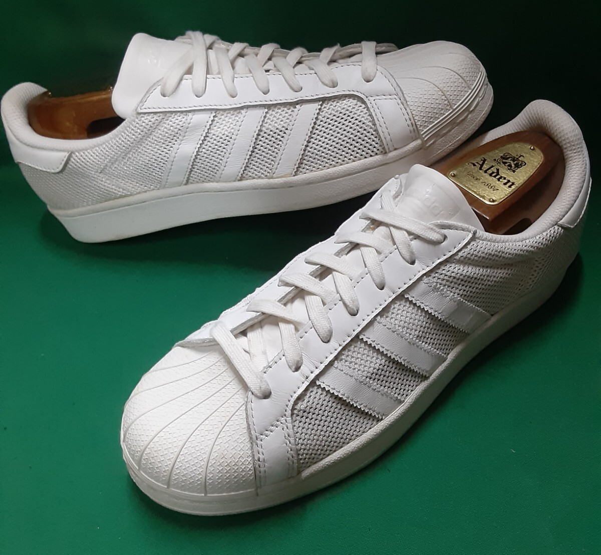 !_ самый цена! редкий 16 год производства! Old сетка стиль! Adidas Originals super Star высококлассный кожа спортивные туфли! Triple белый! белый 26.5cm