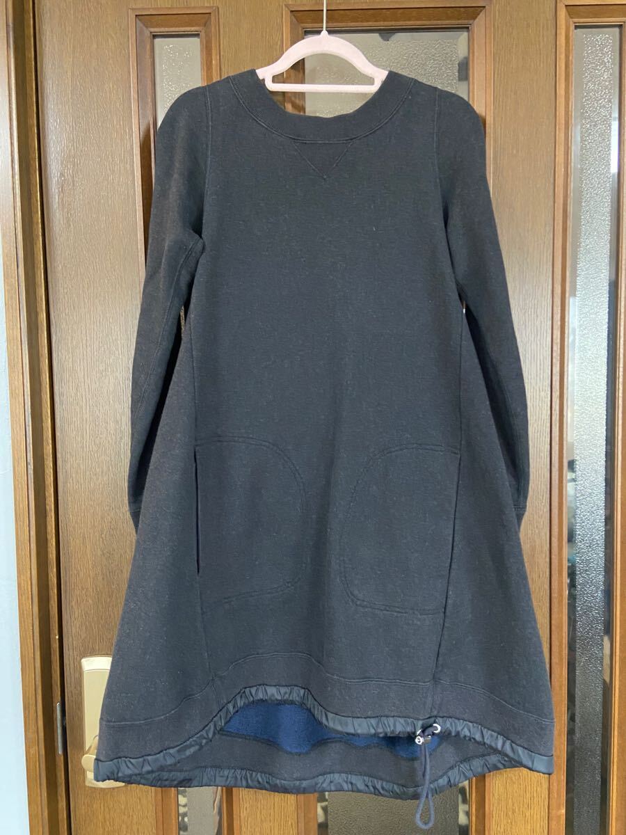 Sacai luck サカイラック長袖 フレアワンピース　ひざ丈　ブラック　1 Sサイズ