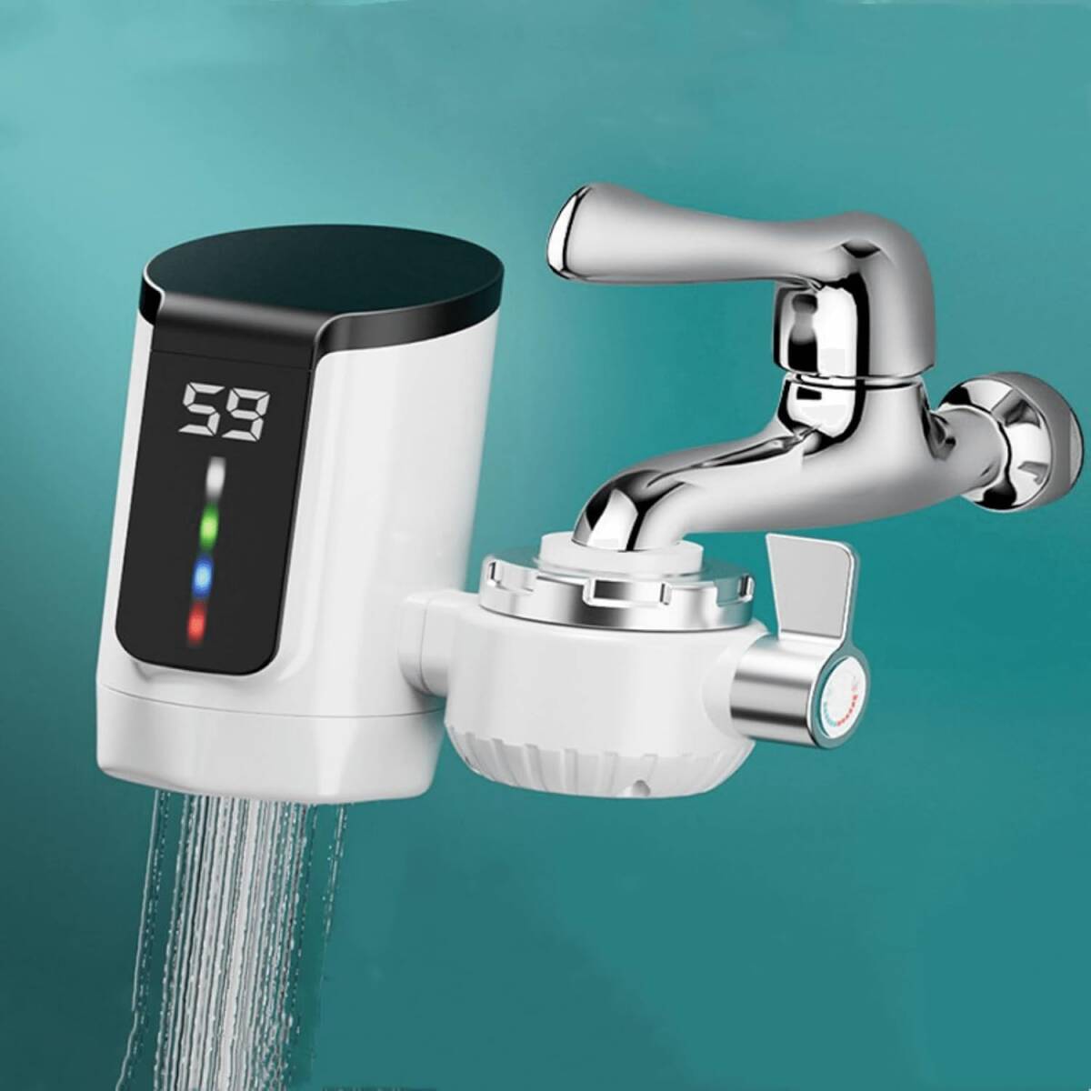 電気蛇口 電気温水ヒーター 3秒間急速に加熱し 電気水栓 LEDデ イ付き バスルームキッチン用 温かい 加熱速い 電気給湯器 温