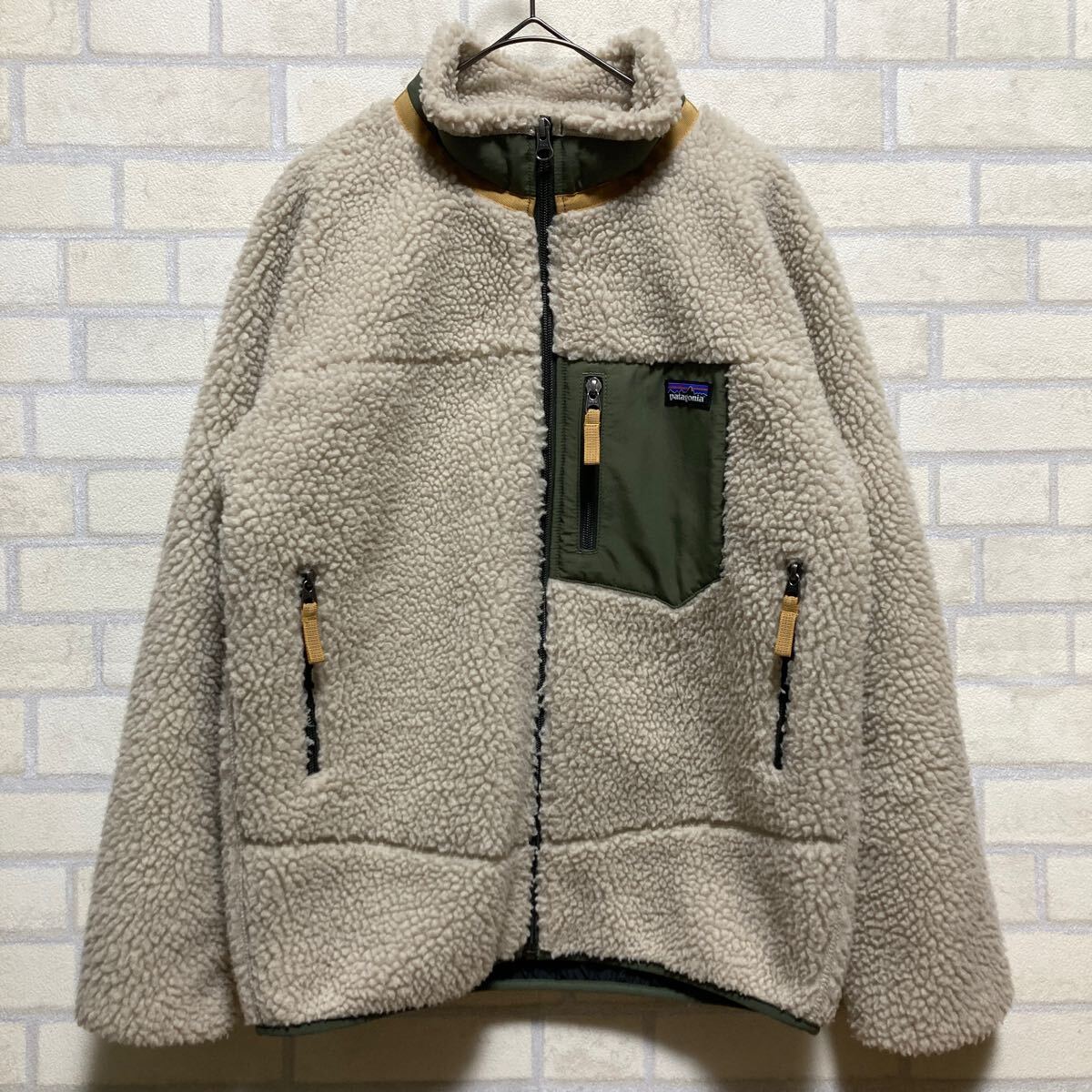 パタゴニア レトロX ボアフリースジャケット メンズS相当 キッズXL 2019年製 patagonia ベージュ アウトドア Retro-X アウトドア 古着 美品