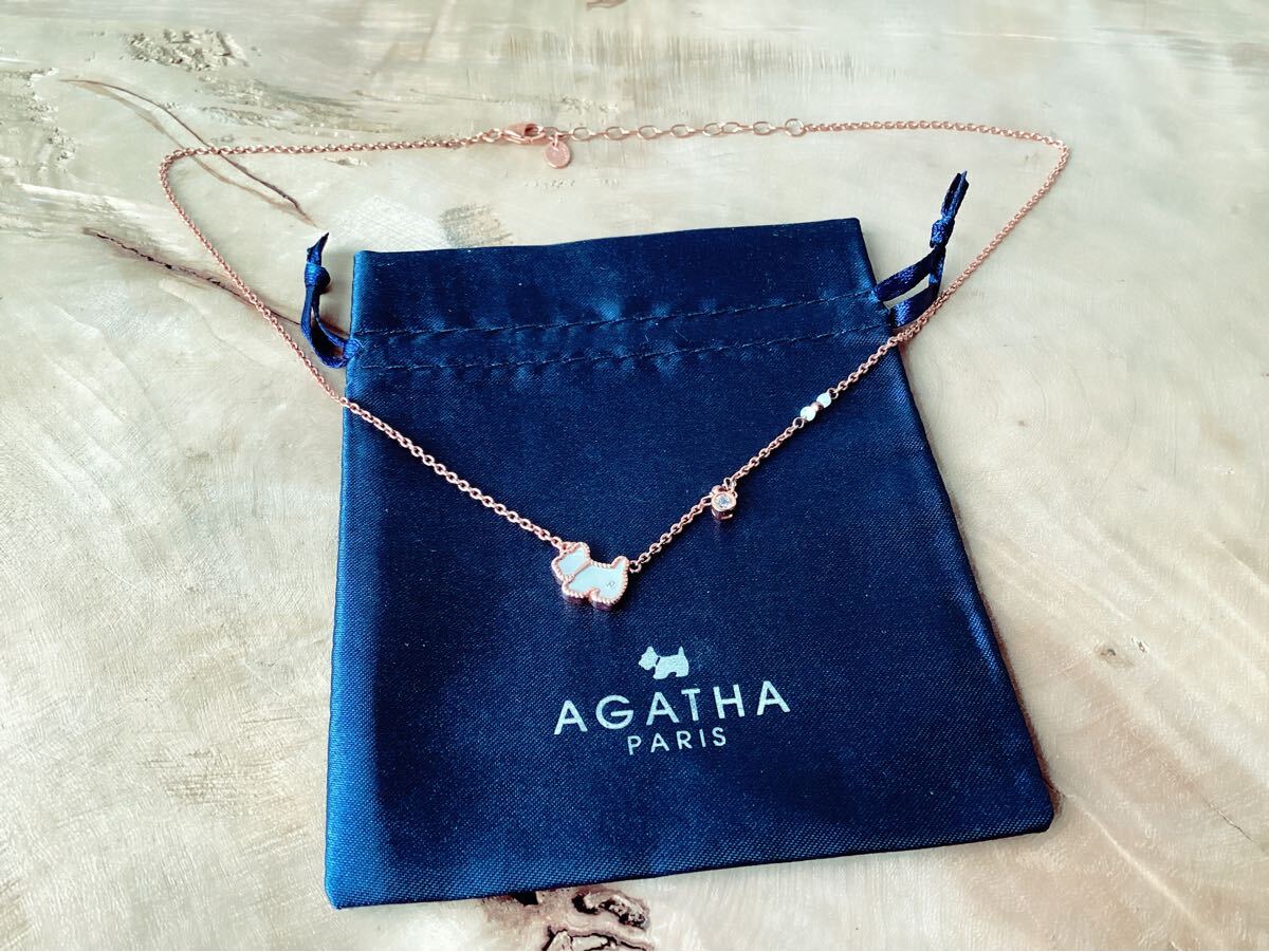 【AGATHA】アガタ　925シルバー　蝶貝　シェル　スコティッシュテリア　犬　ネックレス　ピンクゴールド
