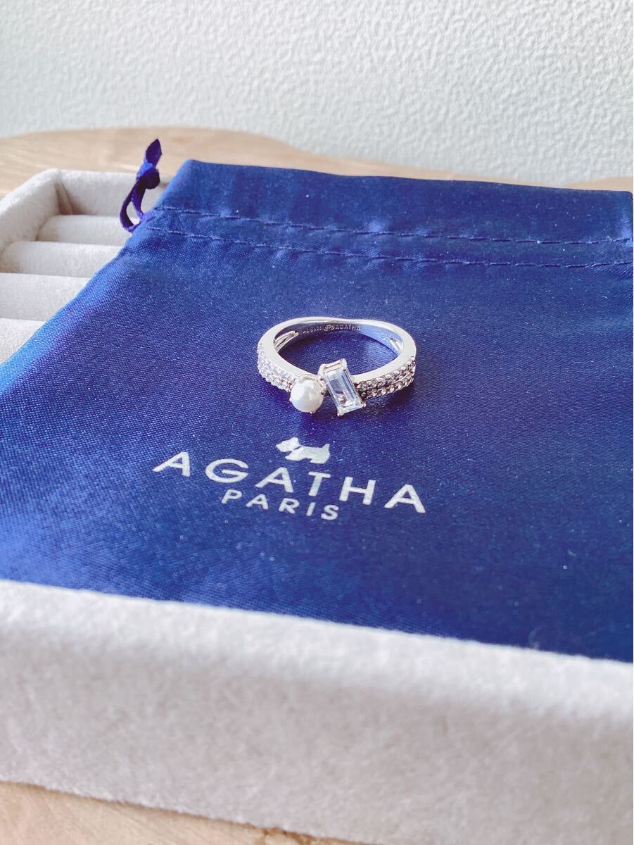 【AGATHA】指輪13号　925シルバー　フェイクパール&キラキラビジュー　アガタ