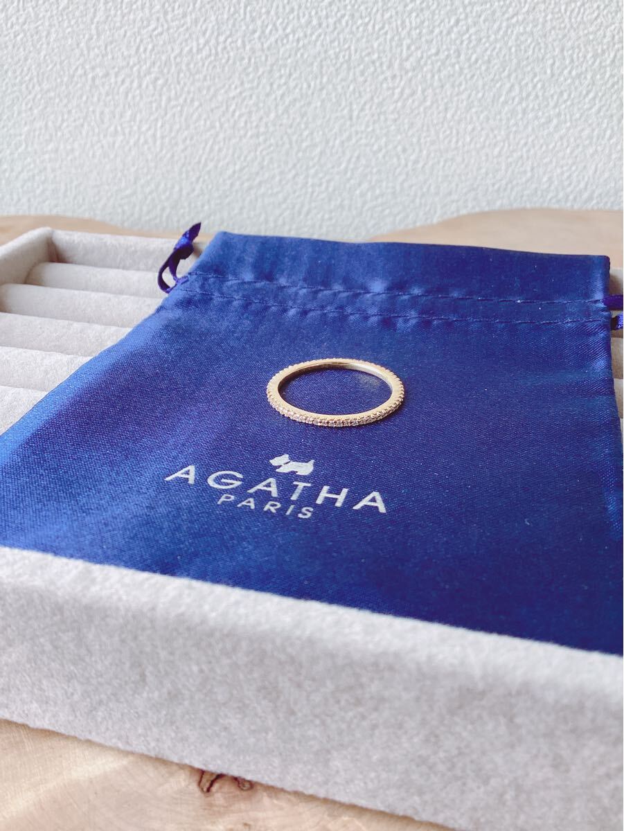 【AGATHA】指輪17号　925シルバー　ゴールドメッキ　キラキラビジュー　エタニティリング　アガタ
