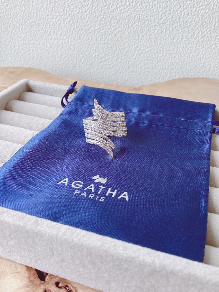 【AGATHA】指輪12~13号　925シルバー　キラキラビジュー　5連デザインリング　アガタ　定価17500円＋税