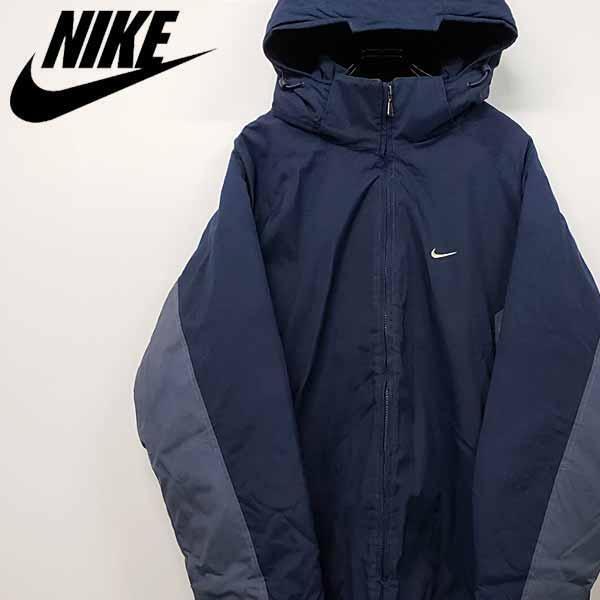 ナイキ NIKE 刺繍ナイロンジャケッ ネイビー×グレー L【古着 ナイキ NIKE 刺繍ナイロンジャケッ ネイビー×グレー L【古着