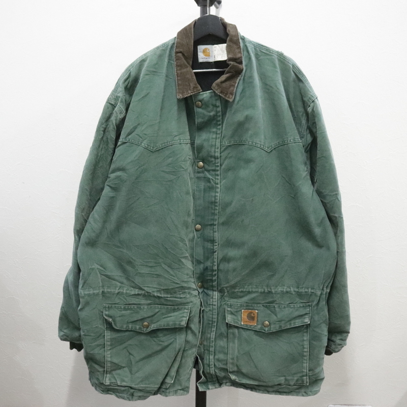 n1 90sビンテージ carhartt カーハート ダックジャケット USA製■1990年代製 表記2XLサイズ グリーン 緑 アメカジ ストリート アウター 80s