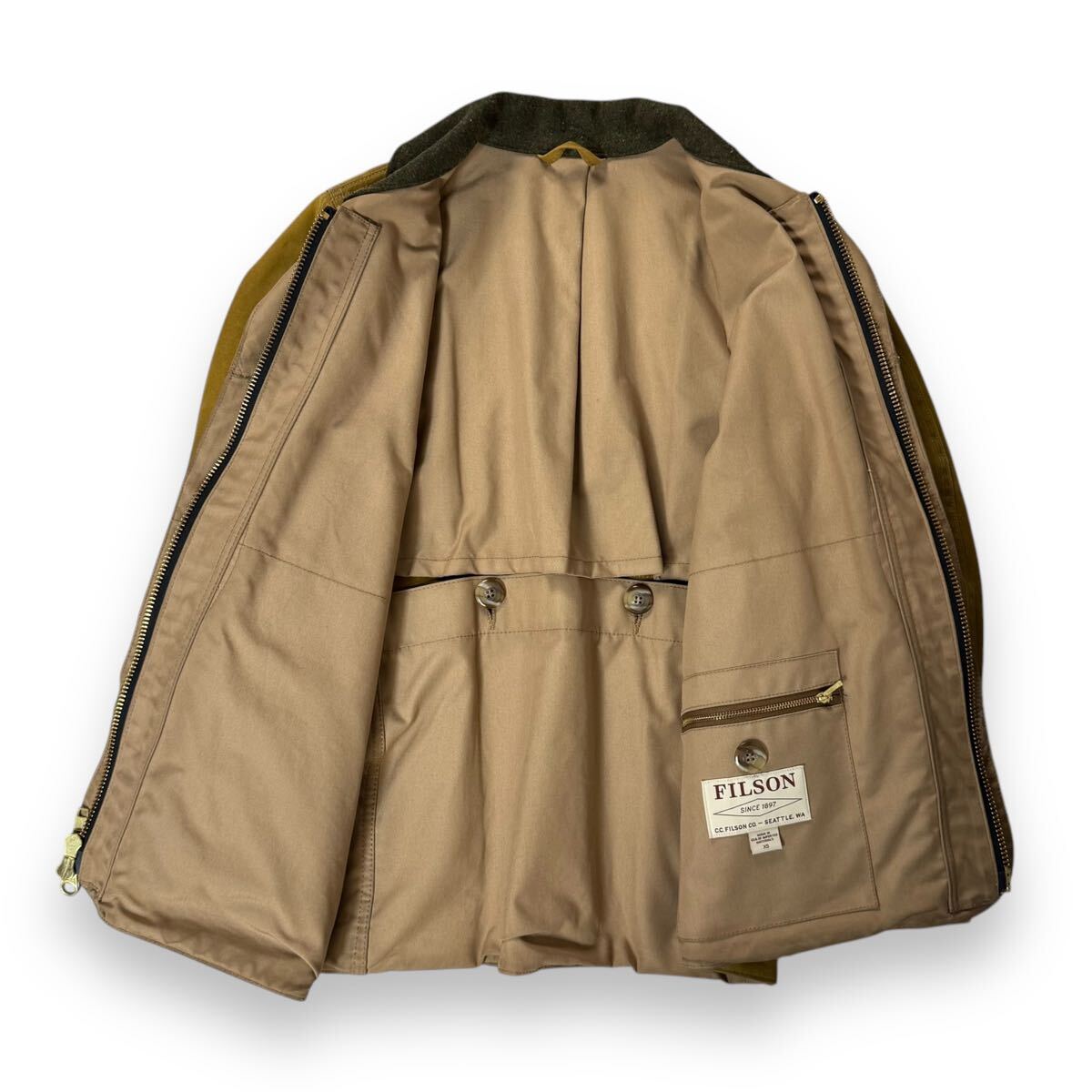 美品】FILSON フィルソン オイルド コットン ウール襟 美品】FILSON フィルソン オイルド コットン ウール襟
