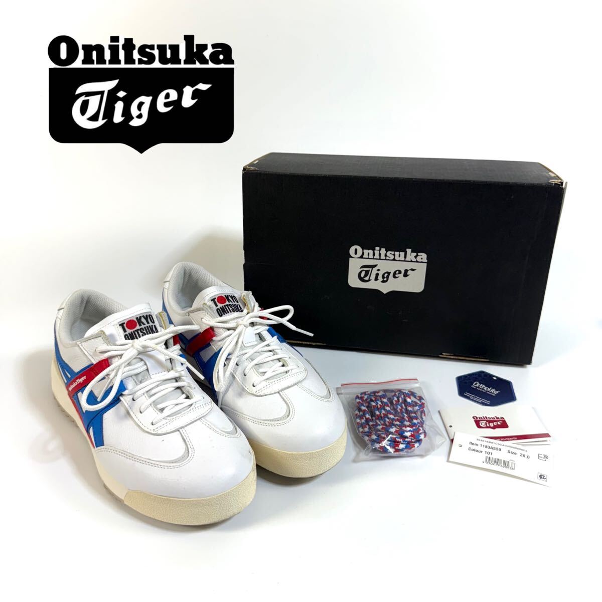 美品】Onitsuka Tiger オニツカタイガー レザー スニーカー 美品】Onitsuka Tiger オニツカタイガー レザー スニーカー