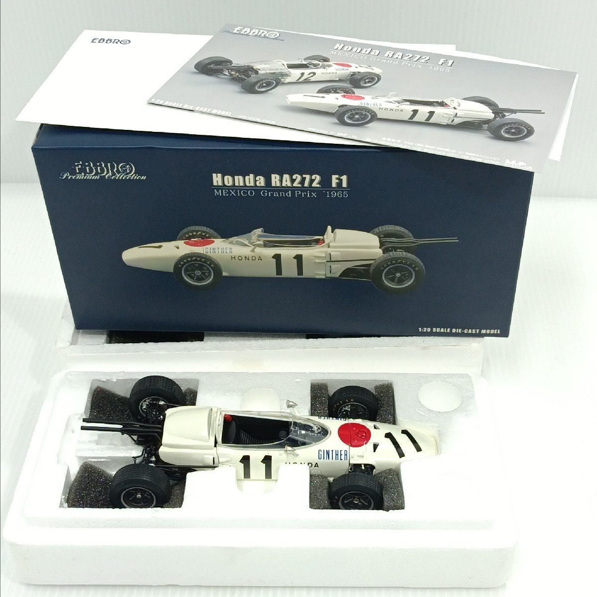 ミニカー 1/20 Honda RA272 F1「MEXICO Grand Prix 1965」コレクション ホンダ EBBRO 箱入り カード付 現状品【道楽札幌】