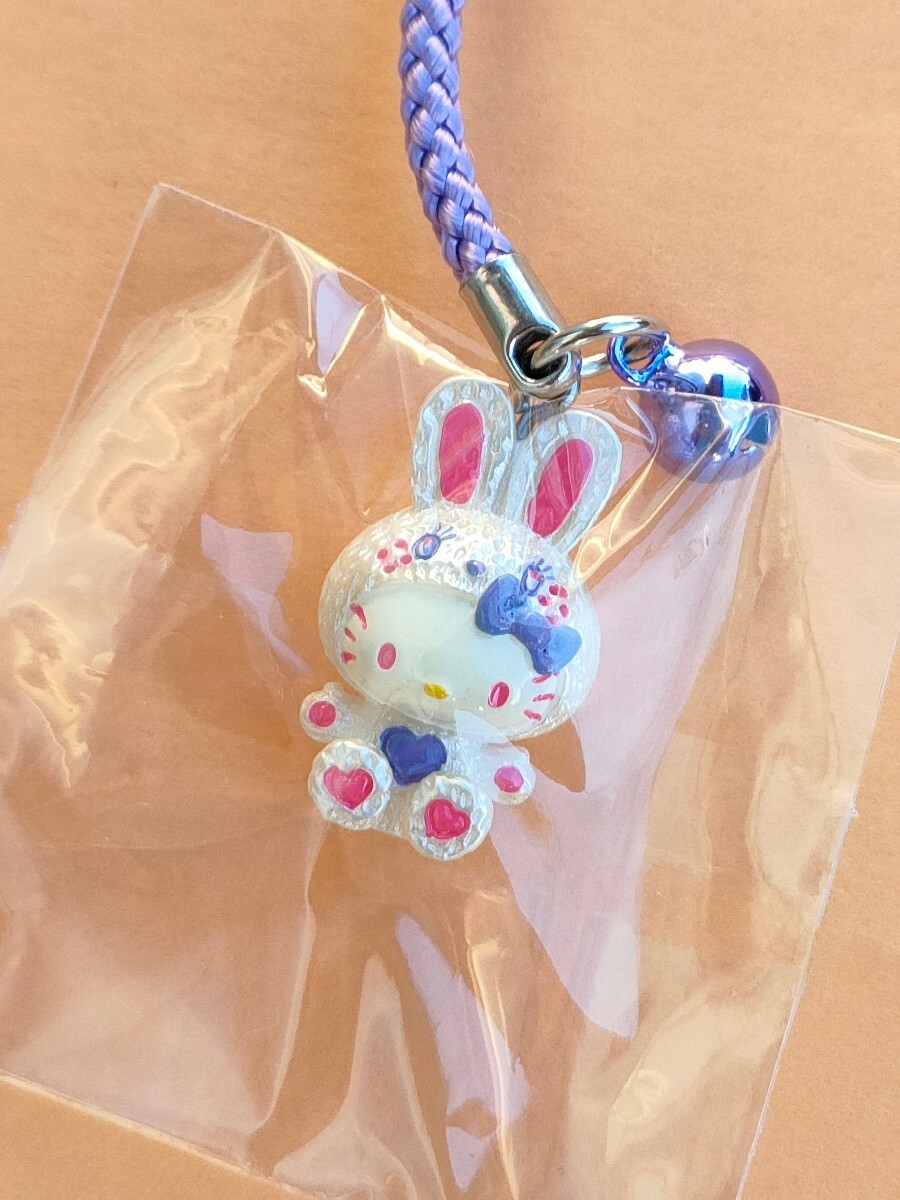 ご当地キティちゃん 根付け ストラップ カラフルバニー ホワイト 日本限定 Bibian 比比昂 - 送料無料☆激レア☆未使用品 ご当地キティ