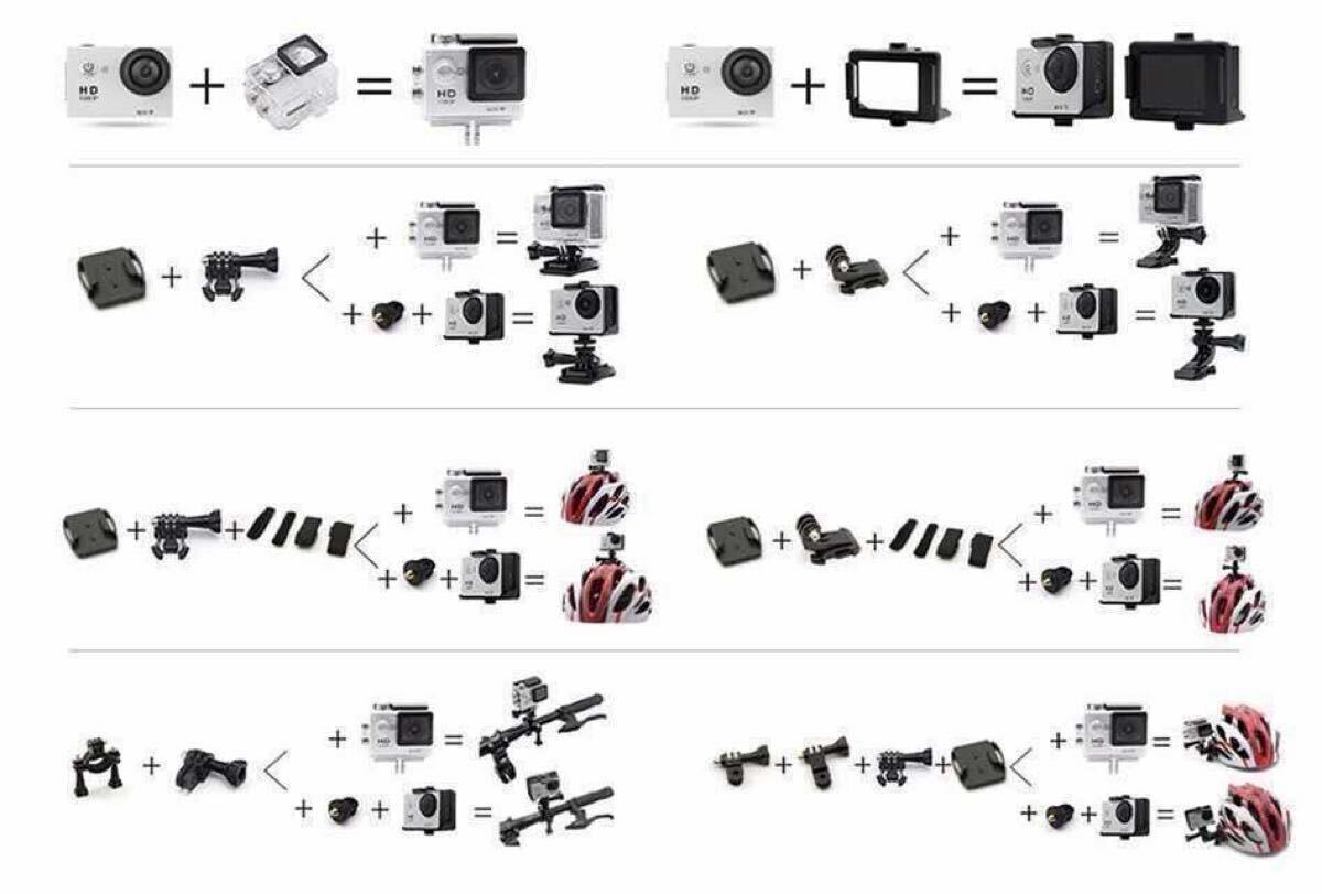 WiFi 防水 スポーツカメラ アクションカメラ 4kドライブレコーダー　ブルー　黒