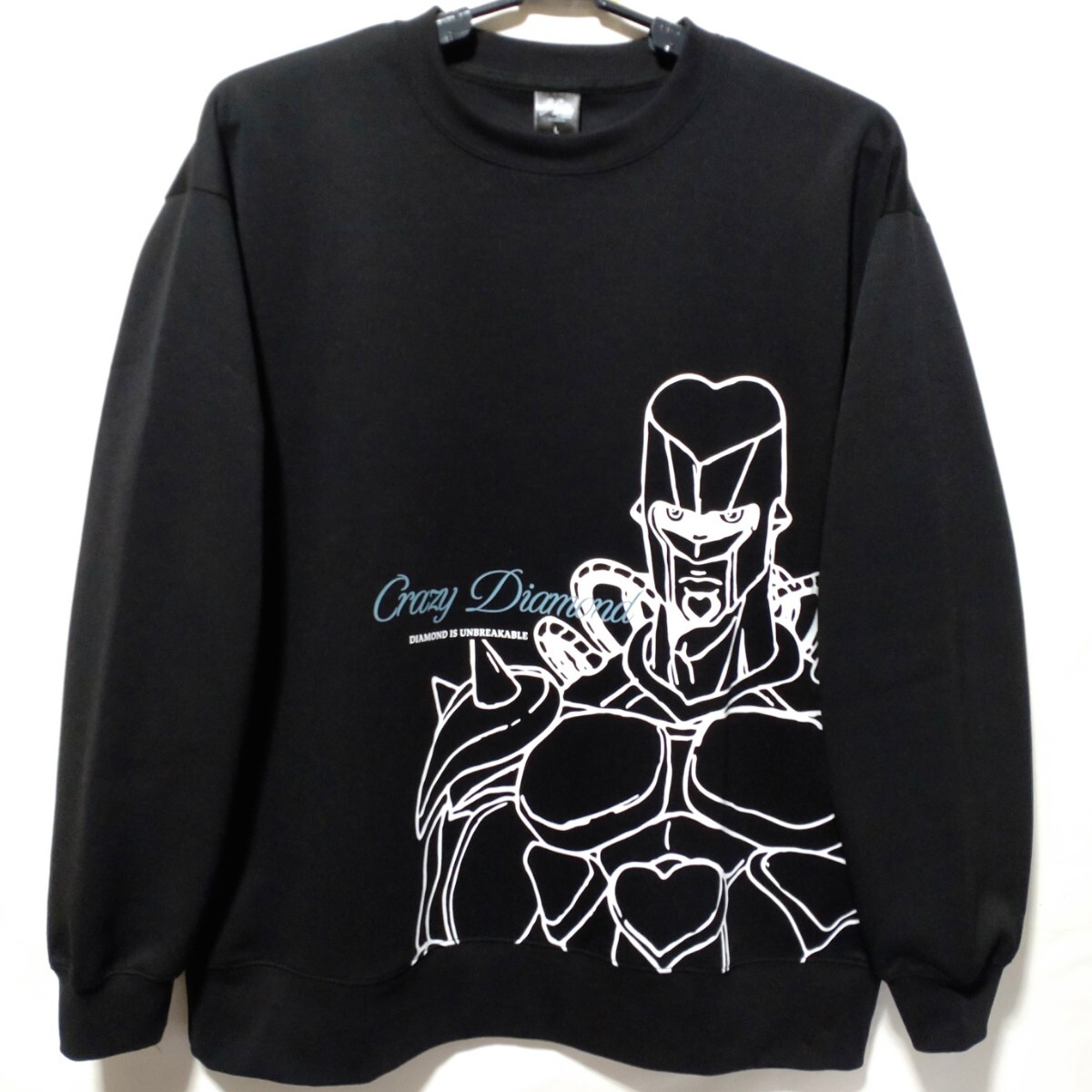特価/未使用【サイズ=L】ジョジョの奇妙な冒険/ポンチ生地/メンズ/スウェット/トレーナー/胸囲=96~104cm/black