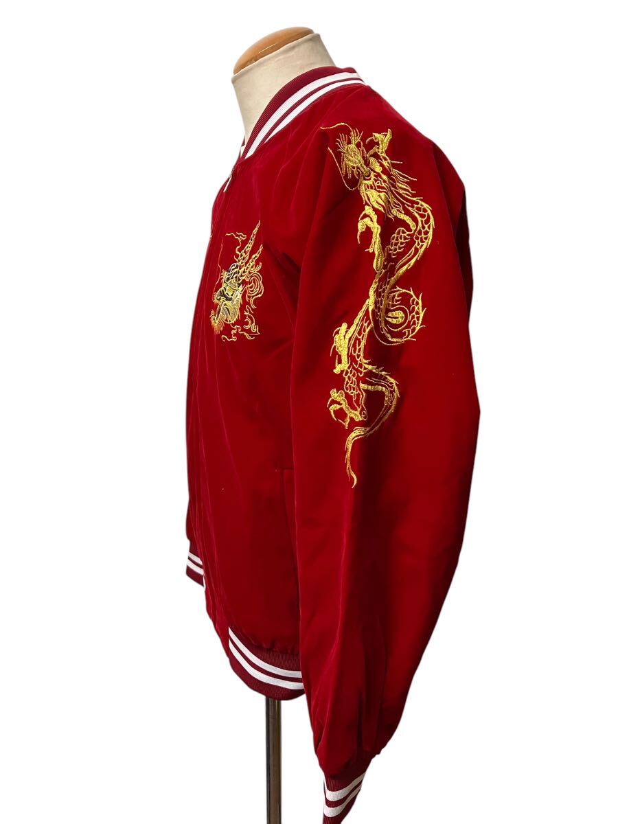 美品 ビンテージ 別珍 スカジャン 龍 ディープレッド ベロア 美品 ビンテージ 別珍 スカジャン 龍 ディープレッド ベロア