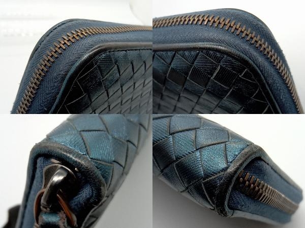 BOTTEGA VENETA イントレチャート ラウンドジップ長(zhǎng)財(cái)布 S01387087D メタルブルー系