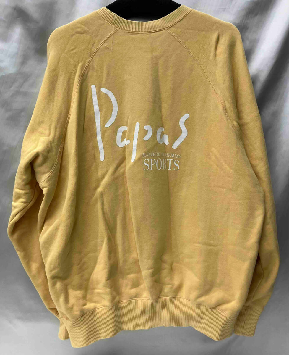 Papas パパス 長袖 トレーナー メンズ L 黄色 イエロー　　バックロゴ 綿100％