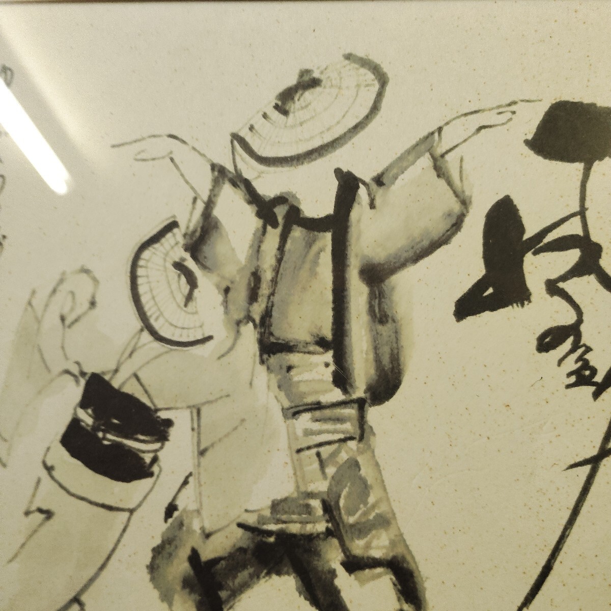 額付き　真作 絵畫(huà) 肉筆 色紙　絵　阿波踴り
