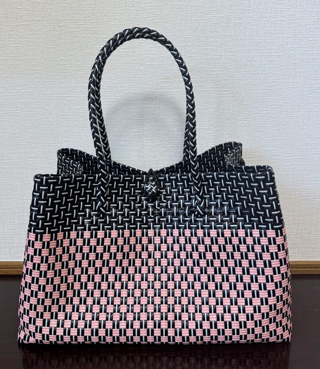 プラカゴ メルカド トートバッグ　大容量 ハンドメイド マルシェ かごバッグ XLサイズ パサール ピンク ブラック
