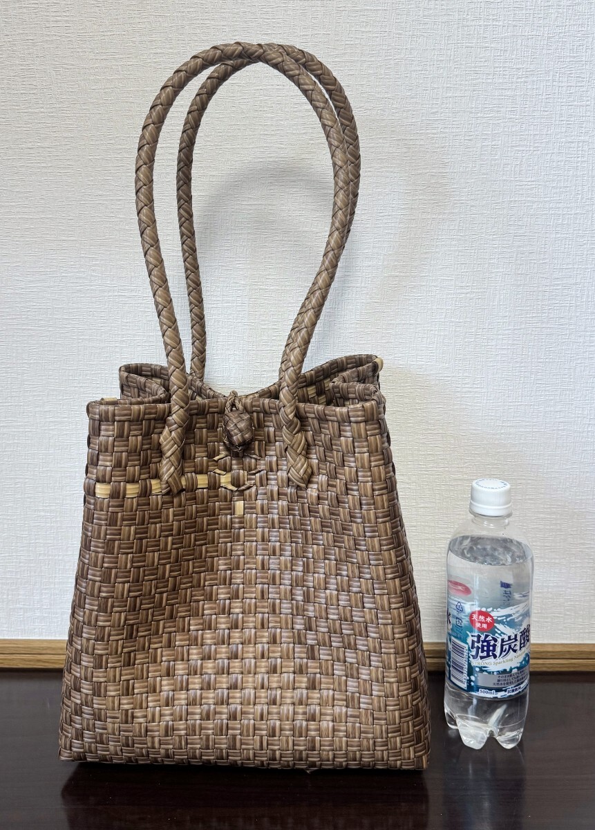 【レアな木目調(diào)デザイン】 プラカゴ メルカド トートバッグ ハンドメイド パサール かごバッグ Mサイズ レアカラー