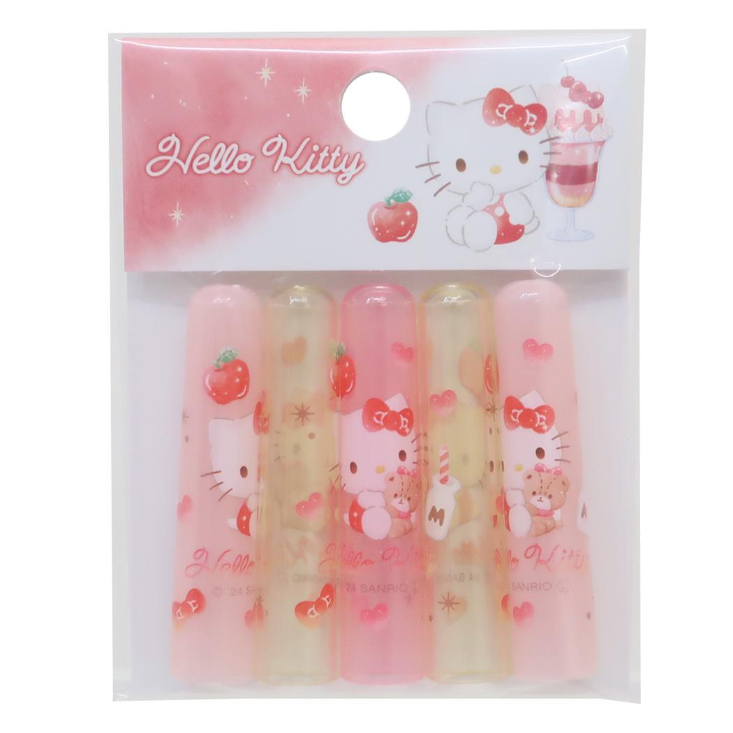 ハローキティ 鉛筆キャップ 鉛筆カバー 5本セット 新入学 サンリオ カミオジャパン 新学期準備文具 キャラクター グッズ_画像1