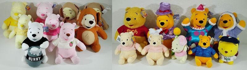 全てタグ付き【 プーさん ぬいぐるみ 18体まとめ】Pooh tagged Disney 希少レア 総重量7.8kg 現状品　 　 #0621/9