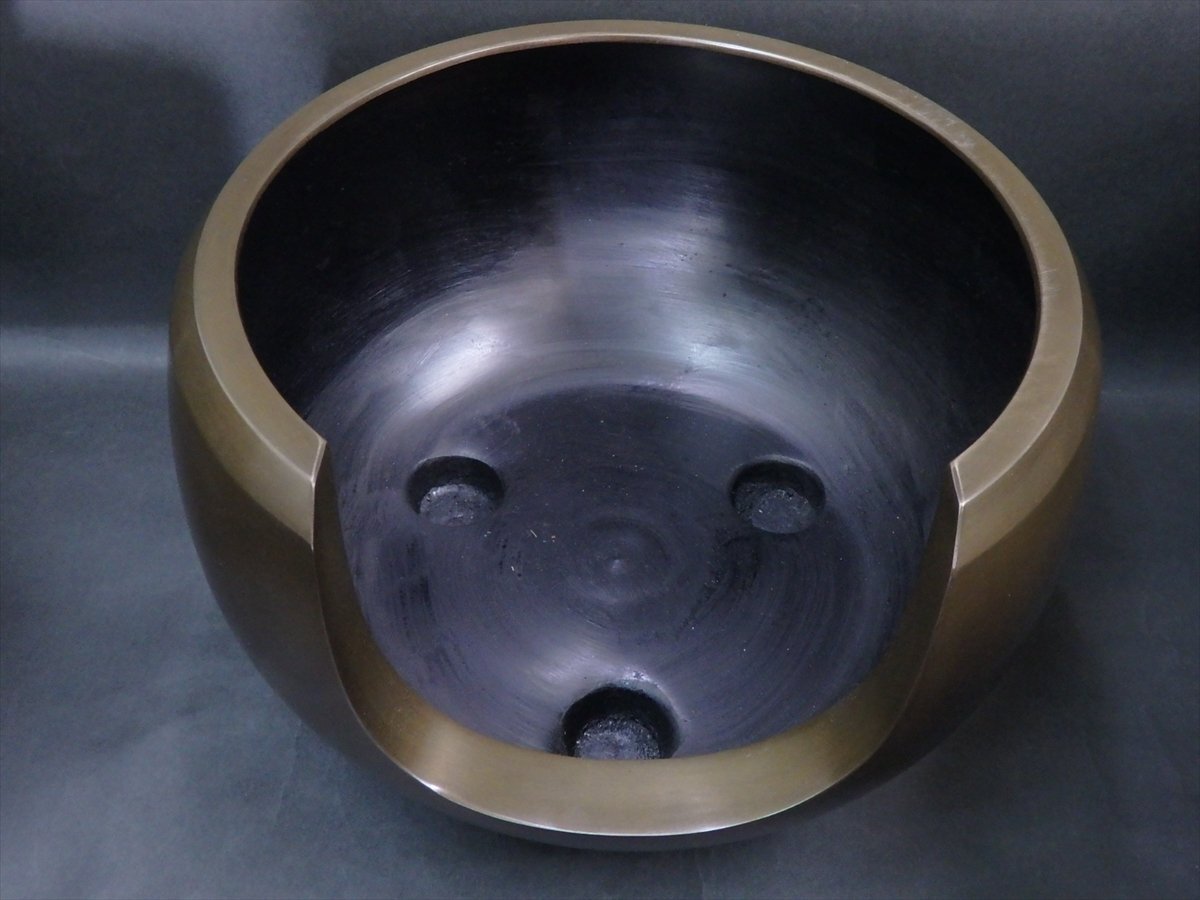 【期間限定送料無料】 ☆金紹/刻印【銅製 胴径34cm 金森紹栄 面取風炉】重さ約5.6キロ 工芸品