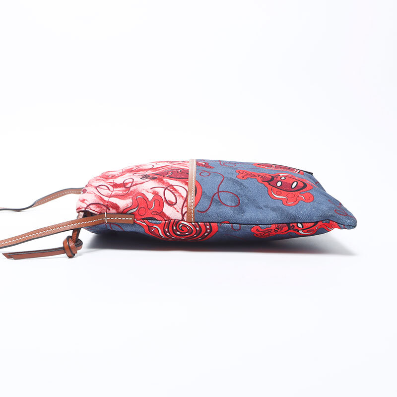 ロエベ LOEWE ショルダーバッグ パウラズ イビサ キャンバス レザー アナグラム ブルー ピンク