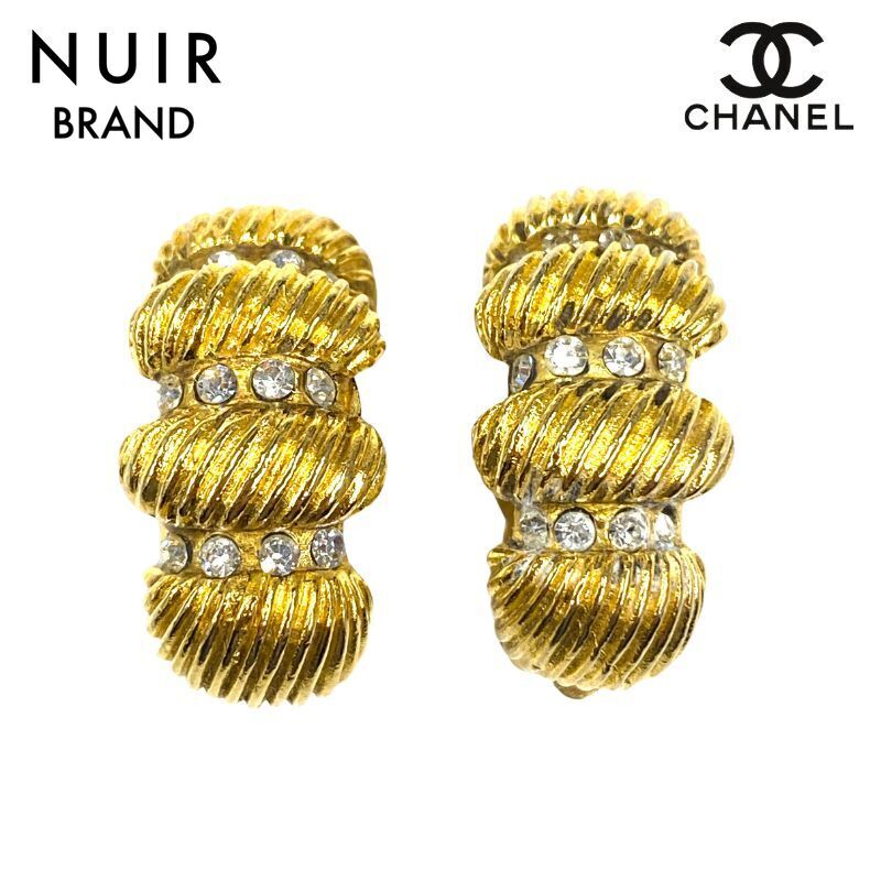 シャネル CHANEL イヤリング ラインストーン ヴィンテージ ゴールド
