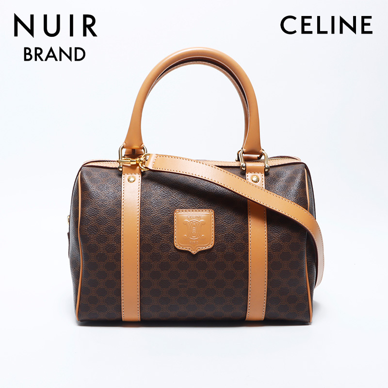 セリーヌ CELINE ボストンバッグ マカダム PVC トリンオフ ロゴ 2way ブラウン