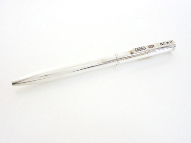 【KCM】3pbg-1020★保管品★【TIFFANY&Co./ティファニー】ツイスト式 ボールペン ロゴ　シルバー925　約13.6cm　インク色/黒　回転式